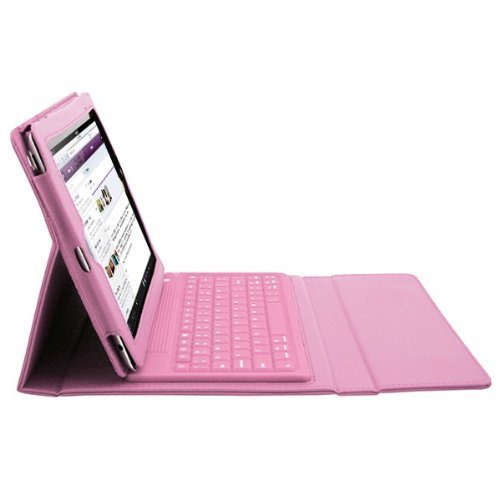 Pink Leather Case with Bluetooth Wireless Keyboard for Ipad2&ipad3