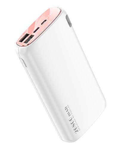 Kuulaa Portable Charger 26800mAh Power Bank iPhone Portable Charger 2 USB Output Battery Pack Charger Portable USB C & Micro Input Compatible with All Smart Phones and USB Devices, White