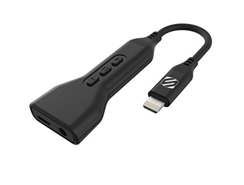 SCOSCHE I3AAP StrikeLine Headphone Adapter with Female 3.5mm Aux Input and Charging Port for Apple Lightning Devices, Black